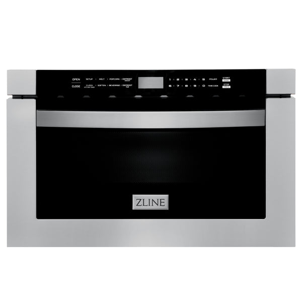 ZLINE 36" Kitchen Package with Stainless Steel Dual Fuel Range, Convertible Vent Range Hood and Microwave Drawer (3KP-RARH36-MW)