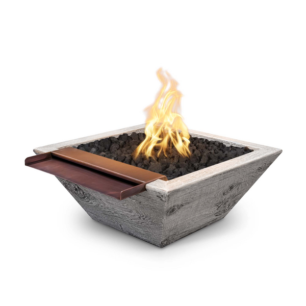 MAYA FIRE & WATER BOWL WIDE SPILL WATER – WOOD GRAIN CONCRETE