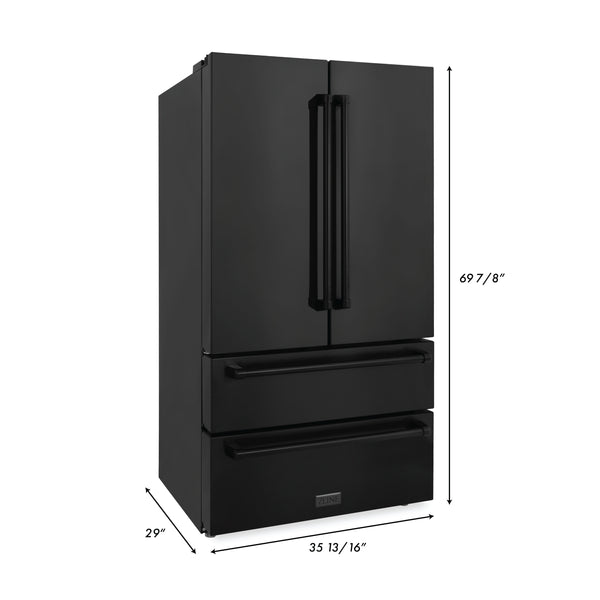 ZLINE 36 in. 22.5 cu. ft Freestanding French Door Refrigerator with Filter in Black Stainless Steel (RFM-36-WF-BS)