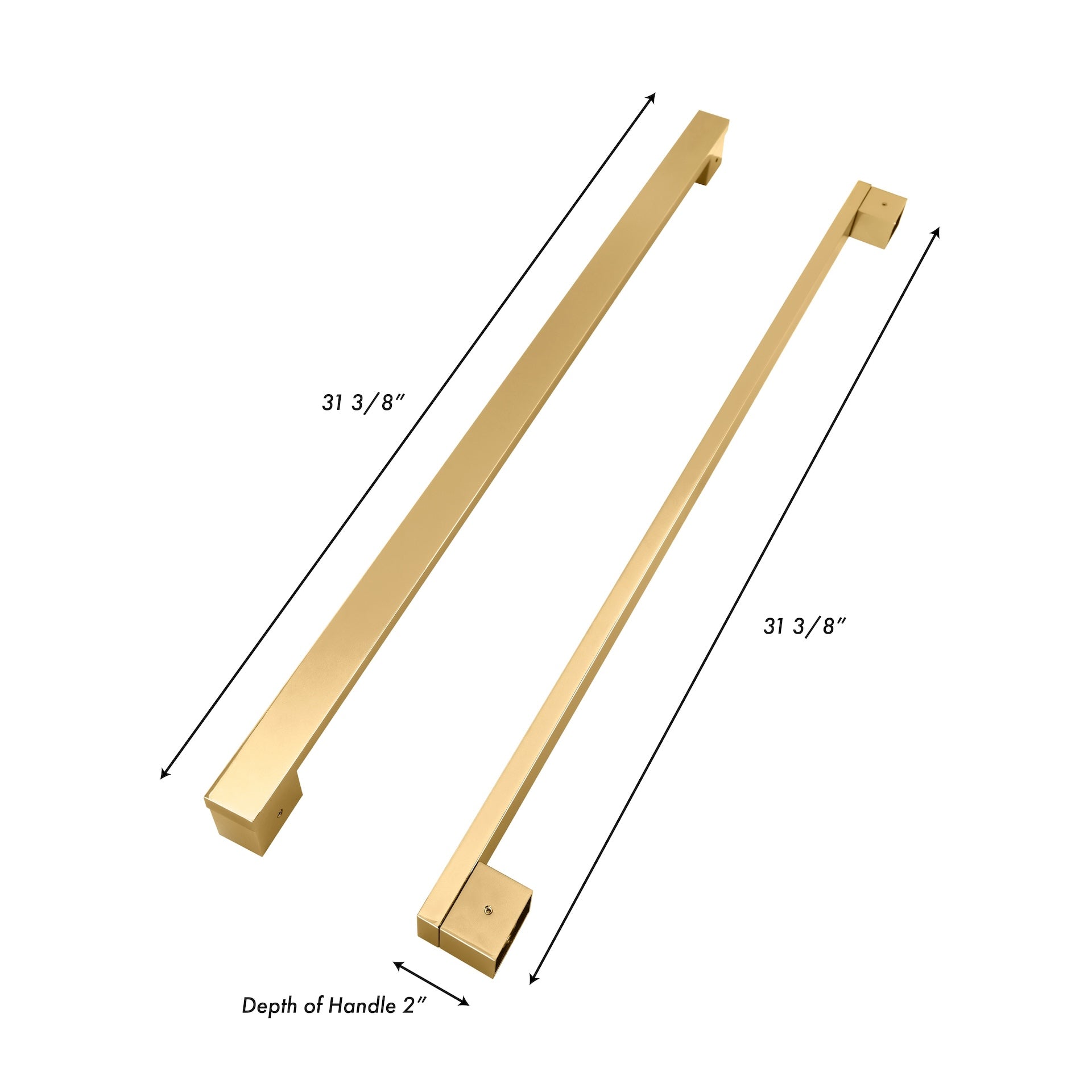 ZLINE Polished Gold Autograph Edition Square Handles for Freestanding Refrigerators (RFMHZ-F-36-G)