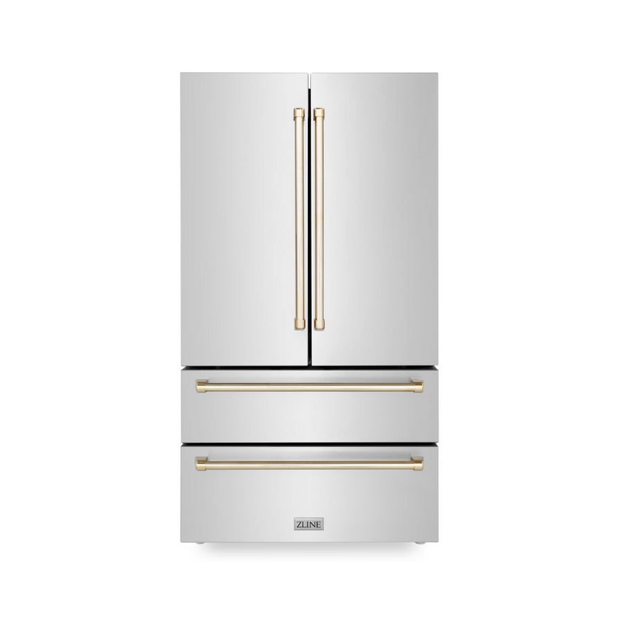 48" ZLINE Appliances Package - Autograph Edition Stainless Steel Dual Fuel Range, Range Hood, Dishwasher and Refrigeration with Gold Accents (4KAPR-RARHDWM48-G)