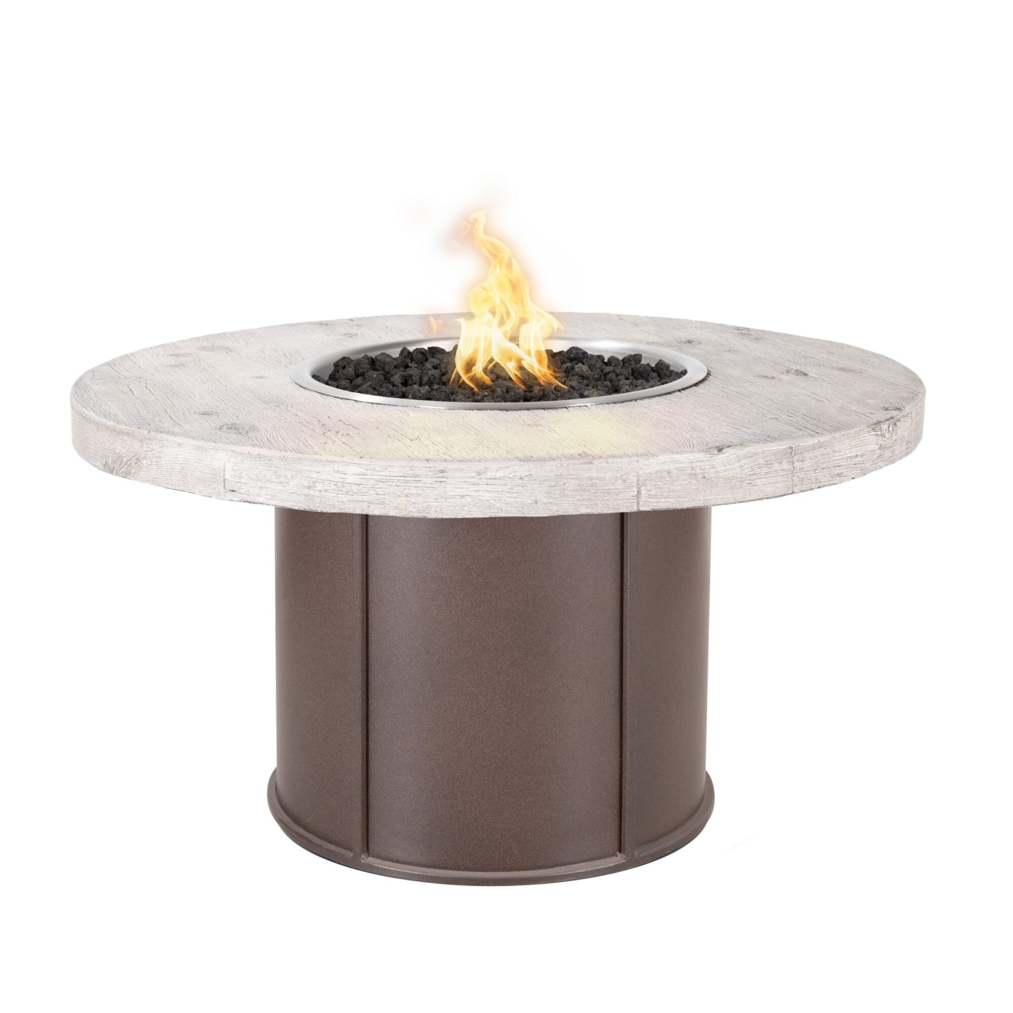 The Outdoor Plus Fresno Fire Table - Wood Grain Top & Powder Coat Base