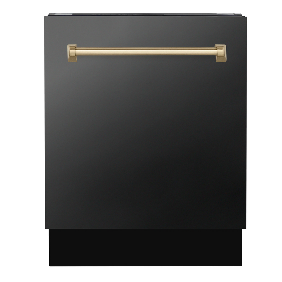 ZLINE Appliances 48" Autograph Edition Kitchen Package with Black Stainless Steel Dual Fuel Range, Range Hood and Dishwasher with Champagne Bronze Accents (3AKP-RABRHDWV48-CB)