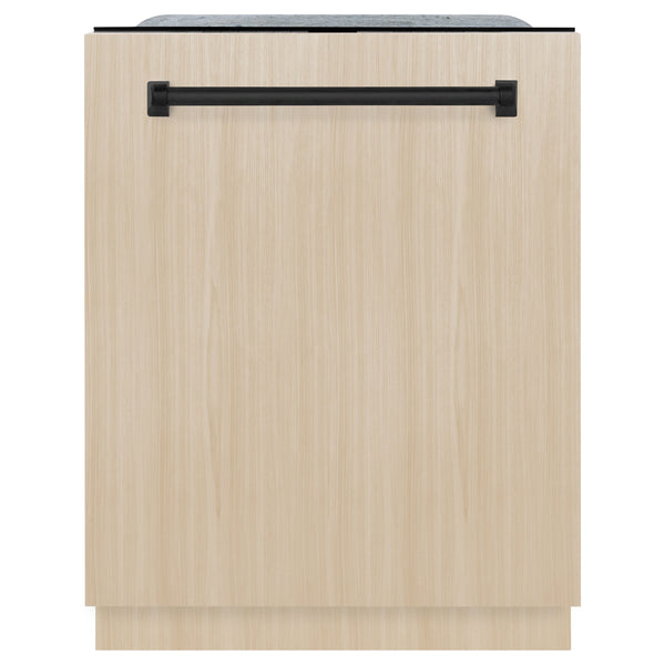 ZLINE Autograph Edition 24" Monument Series 3rd Rack Top Touch Control Tall Tub Dishwasher in Custom Panel Ready with Matte Black Handle, 45dBa (DWMTZ-24-MB)