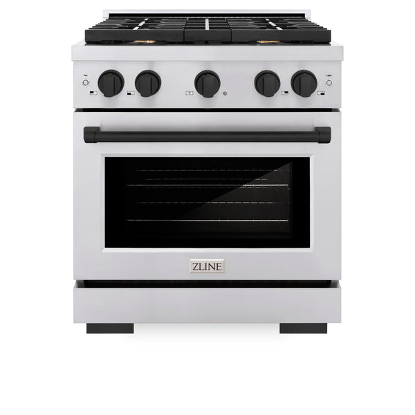 ZLINE Autograph Edition 30 in. 4.2 cu. ft. Paramount Dual Fuel Range with 4 Burner Gas Cooktop and Electric Convection Oven in Stainless Steel with Accents (SDRZ-30)