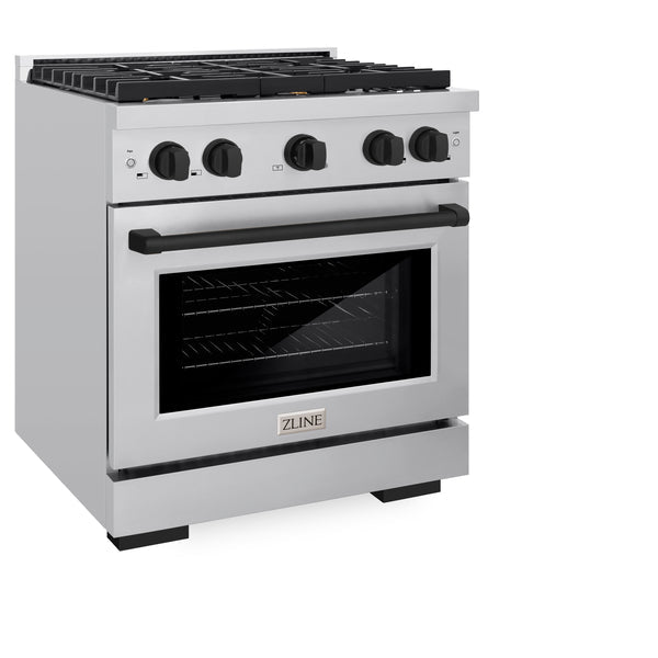 ZLINE Autograph Edition 30 in. 4.2 cu. ft. Paramount Dual Fuel Range with 4 Burner Gas Cooktop and Electric Convection Oven in Stainless Steel with Accents (SDRZ-30)