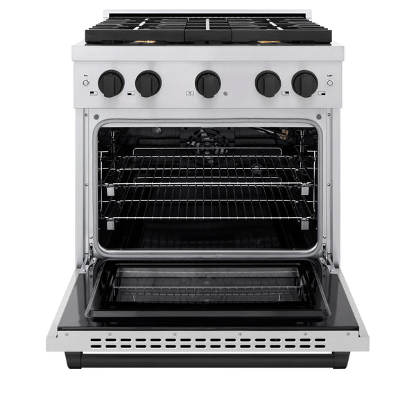 ZLINE Autograph Edition 30 in. 4.2 cu. ft. 4 Burner Gas Range with Convection Gas Oven in Stainless Steel with Accents