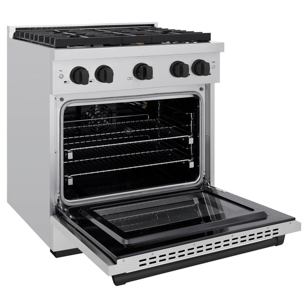 ZLINE Autograph Edition 30 in. 4.2 cu. ft. 4 Burner Gas Range with Convection Gas Oven in Stainless Steel with Accents