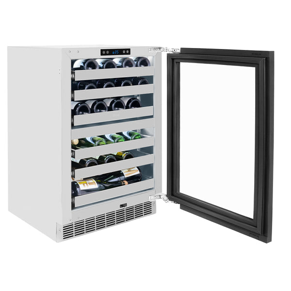 ZLINE 24 In. Touchstone Wine Cooler with Panel-Ready Glass Door and Matte Black Handle (RWDPOZ-24-MB)