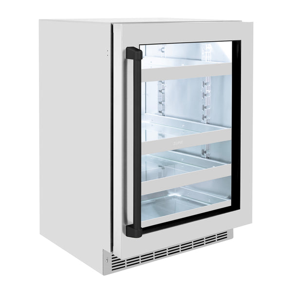 ZLINE 24 In. Touchstone Beverage Fridge with Stainless Steel Glass Door and Matte Black Handle (RBSOZ-GS-24-MB)