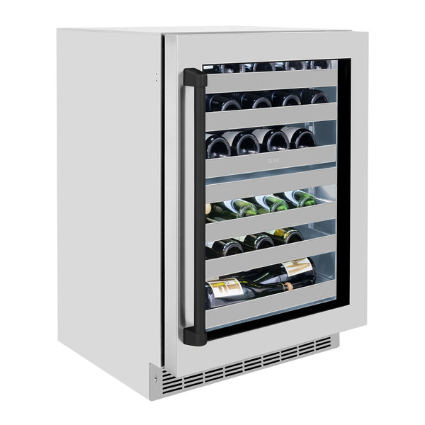 ZLINE 24 In. Touchstone Wine Cooler with Stainless Steel Glass Door and Polished Gold Handle (RWDOZ-GS-24-G)