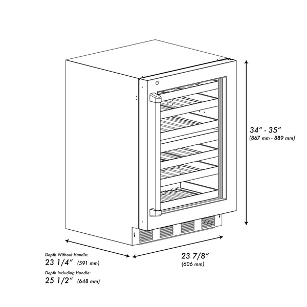 ZLINE 24 In. Touchstone Wine Cooler with Stainless Steel Glass Door and Polished Gold Handle (RWDOZ-GS-24-G)