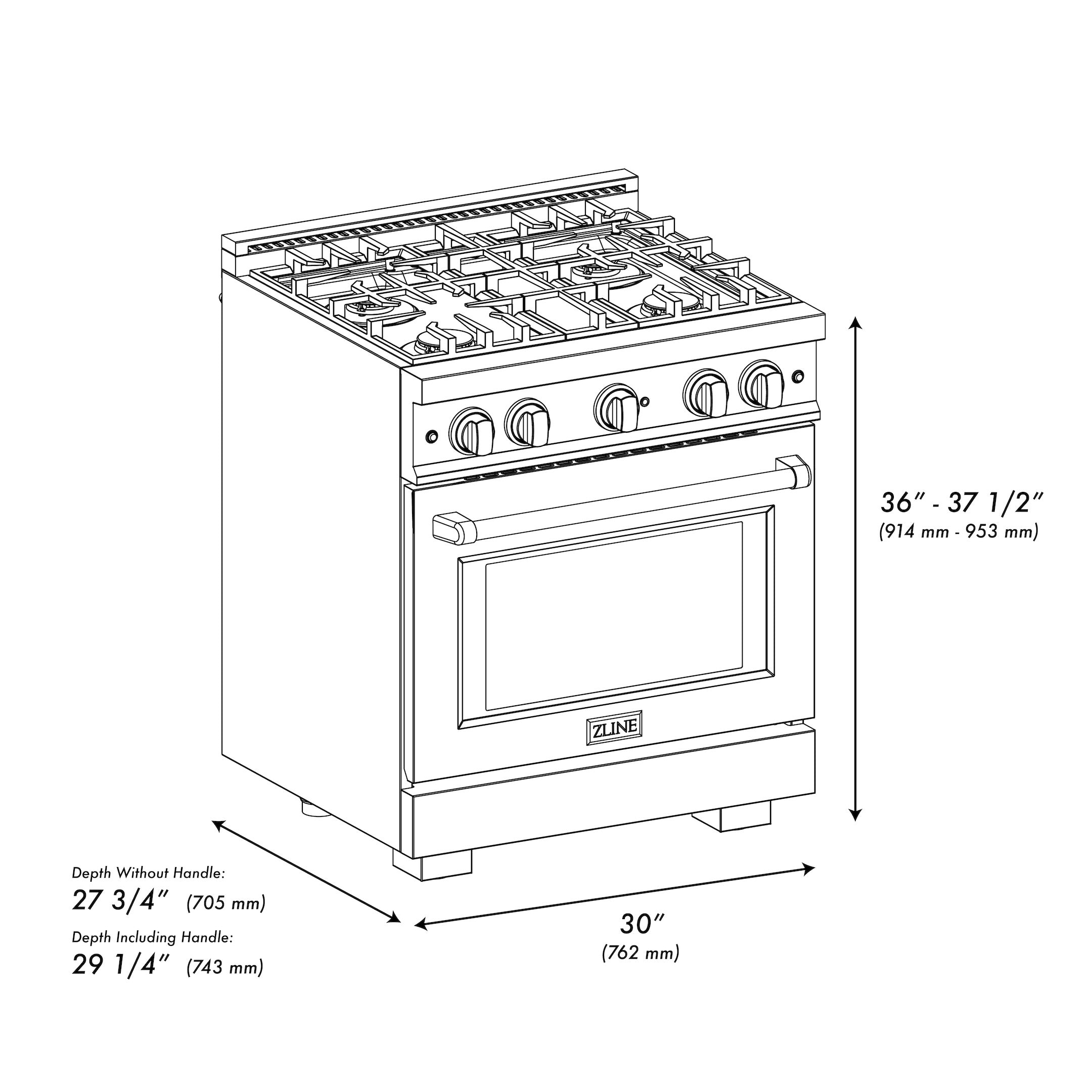 ZLINE Autograph Edition 30 in. 4.2 cu. ft. Select Dual Fuel Range with 4 Burner Gas Cooktop and Electric Convection Oven in DuraSnow® Stainless Steel with White Matte Door and Polished Gold Accents (HDRSZ-WM-30-G)