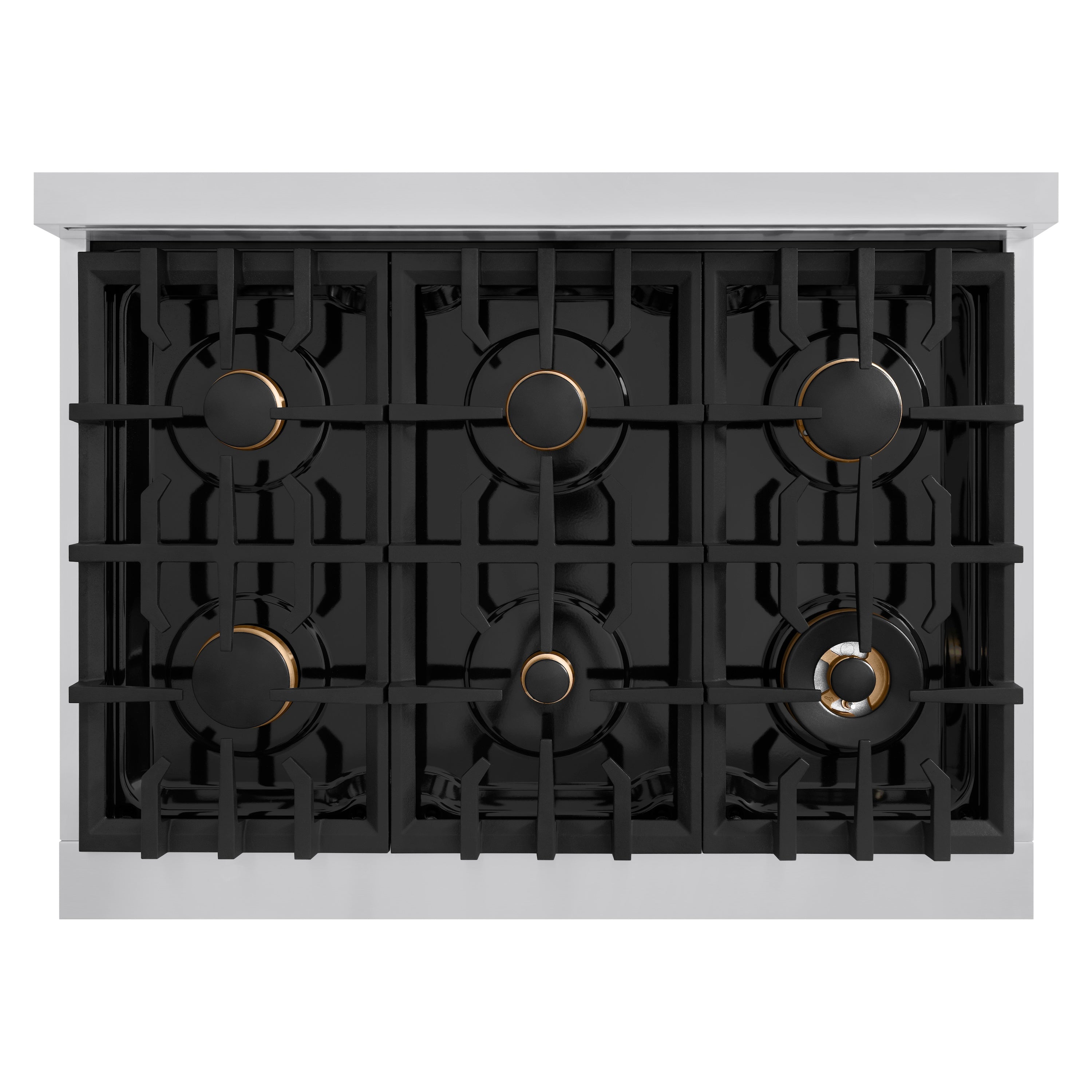 ZLINE Autograph Edition 36 in. 5.2 cu. ft. Select Dual Fuel Range with 6 Burner Gas Cooktop and Electric Convection Oven in Stainless Steel with White Matte Door and Champagne Bronze Accents (HDRZ-WM-36-CB)