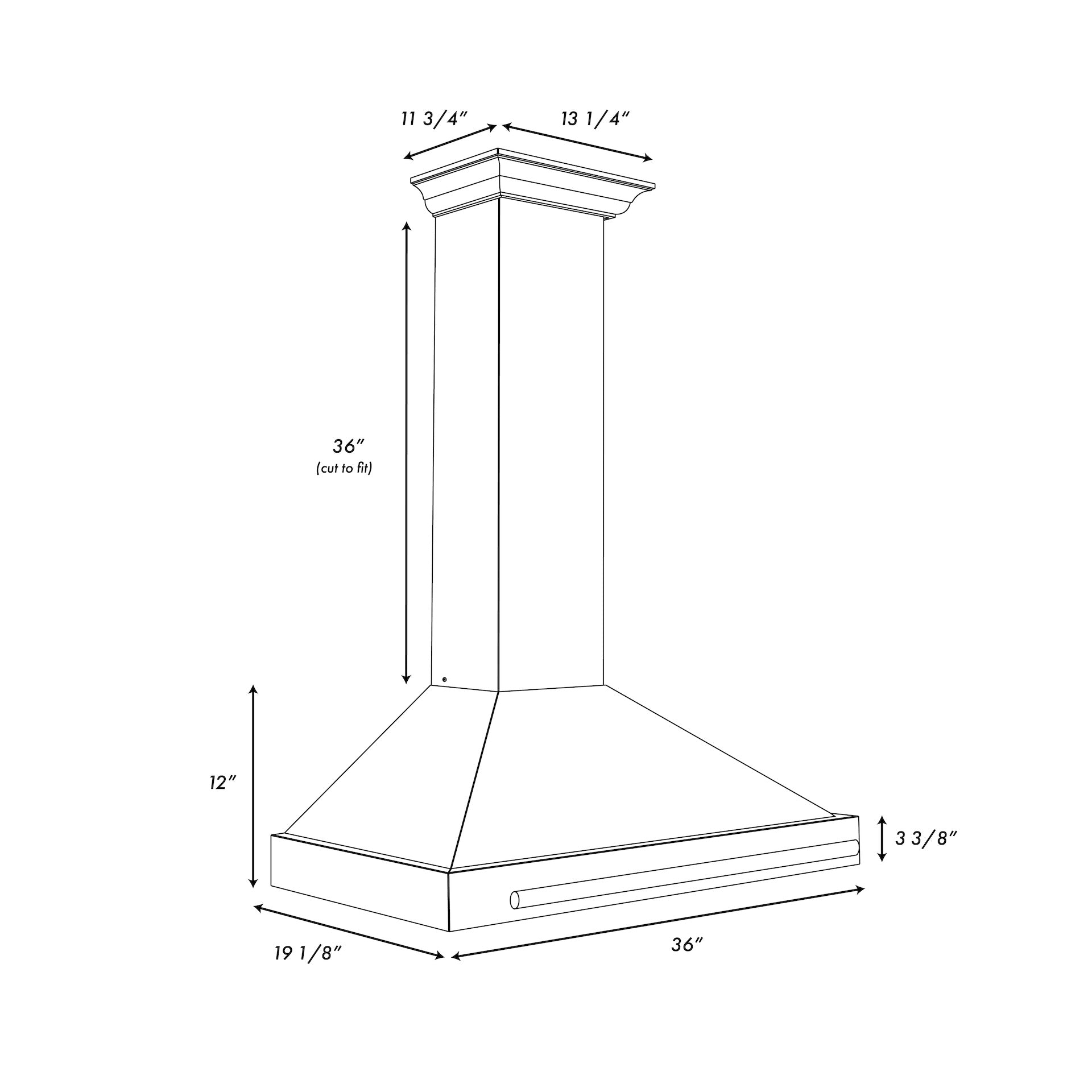 ZLINE 36 in. Autograph Edition Convertible Fingerprint Resistant DuraSnow® Stainless Steel Range Hood with Black Matte Shell and Champagne Bronze Handle (KB4SNZ-BLM36-CB)