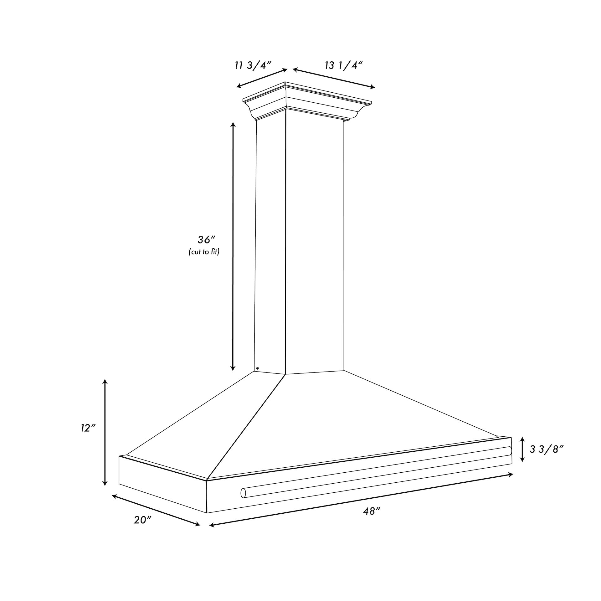 ZLINE 48 in. Autograph Edition Convertible Fingerprint Resistant DuraSnow® Stainless Steel Range Hood with Black Matte Shell and Polished Gold Handle (KB4SNZ-BLM48-G)