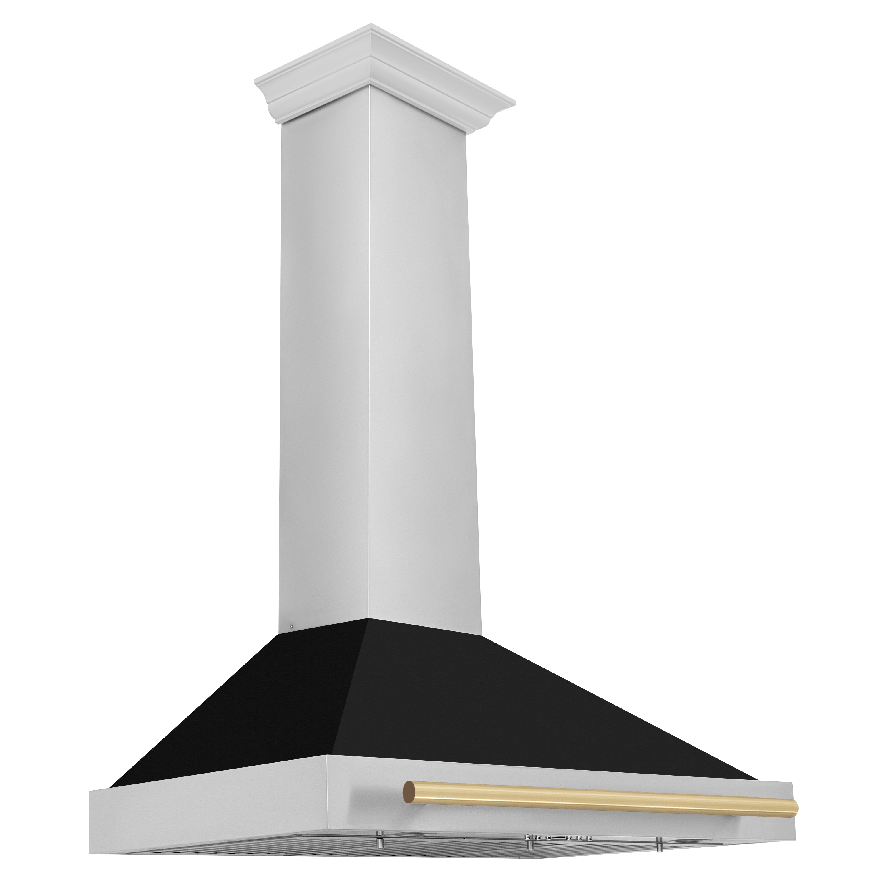 ZLINE 36 in. Autograph Edition Convertible Stainless Steel Range Hood with Black Matte Shell and Champagne Bronze Handle (KB4STZ-BLM36-CB)