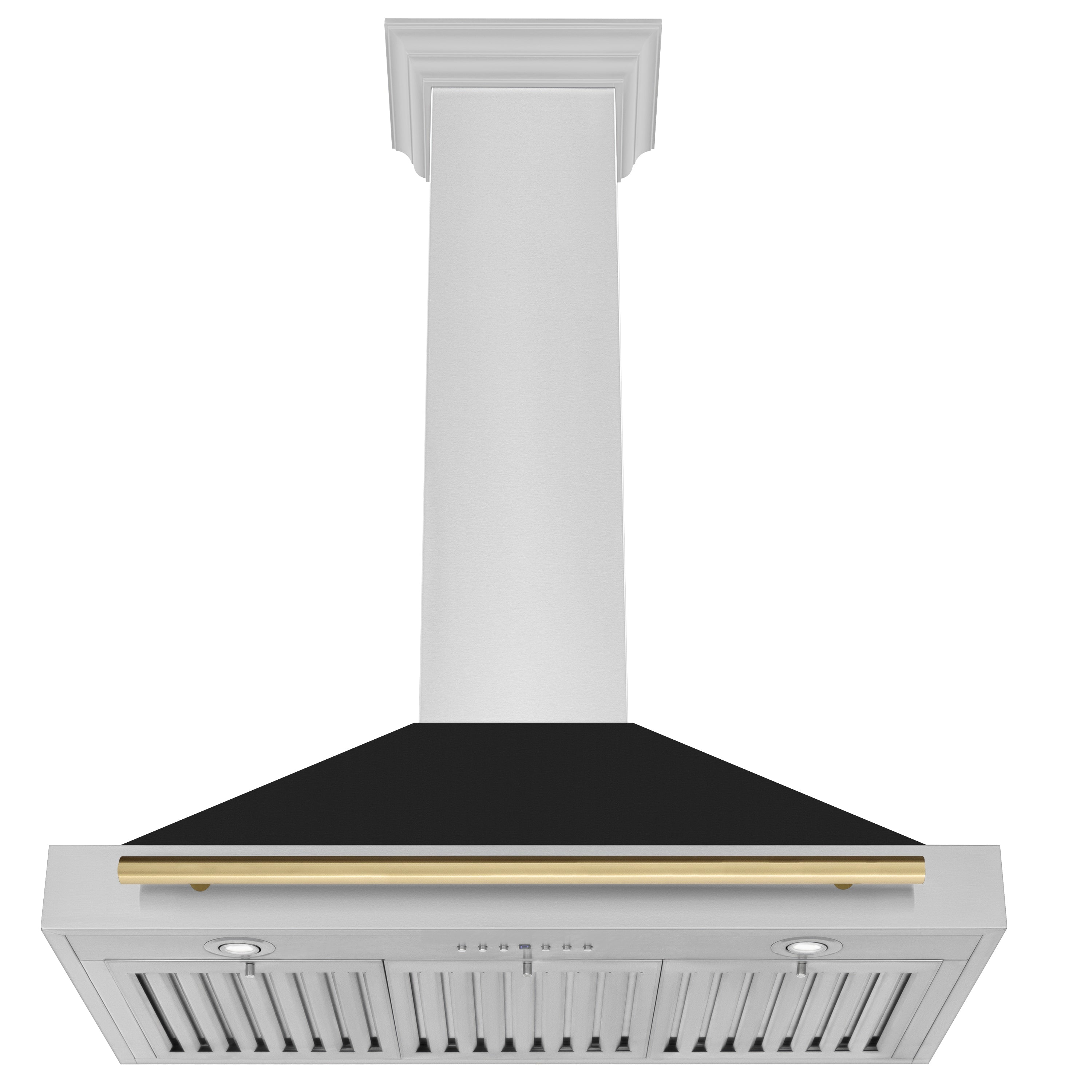 ZLINE 36 in. Autograph Edition Convertible Stainless Steel Range Hood with Black Matte Shell and Champagne Bronze Handle (KB4STZ-BLM36-CB)