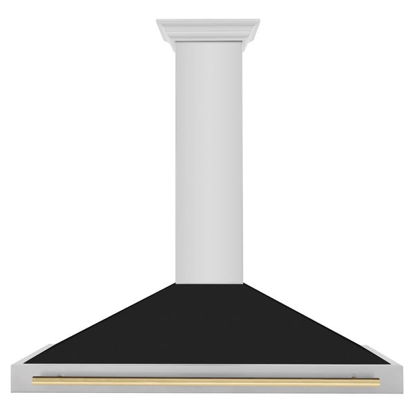 ZLINE 48 in. Autograph Edition Convertible Stainless Steel Range Hood with Black Matte Shell and Champagne Bronze Handle (KB4STZ-BLM48-CB)
