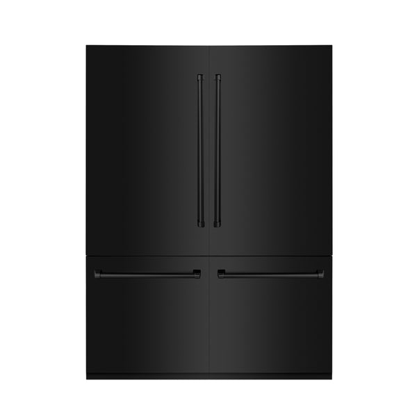 ZLINE 60" 32.2 cu. ft. Built-In 4-Door French Door Refrigerator with Internal Water and Ice Dispenser in Black Stainless Steel (RBIV-BS-60)