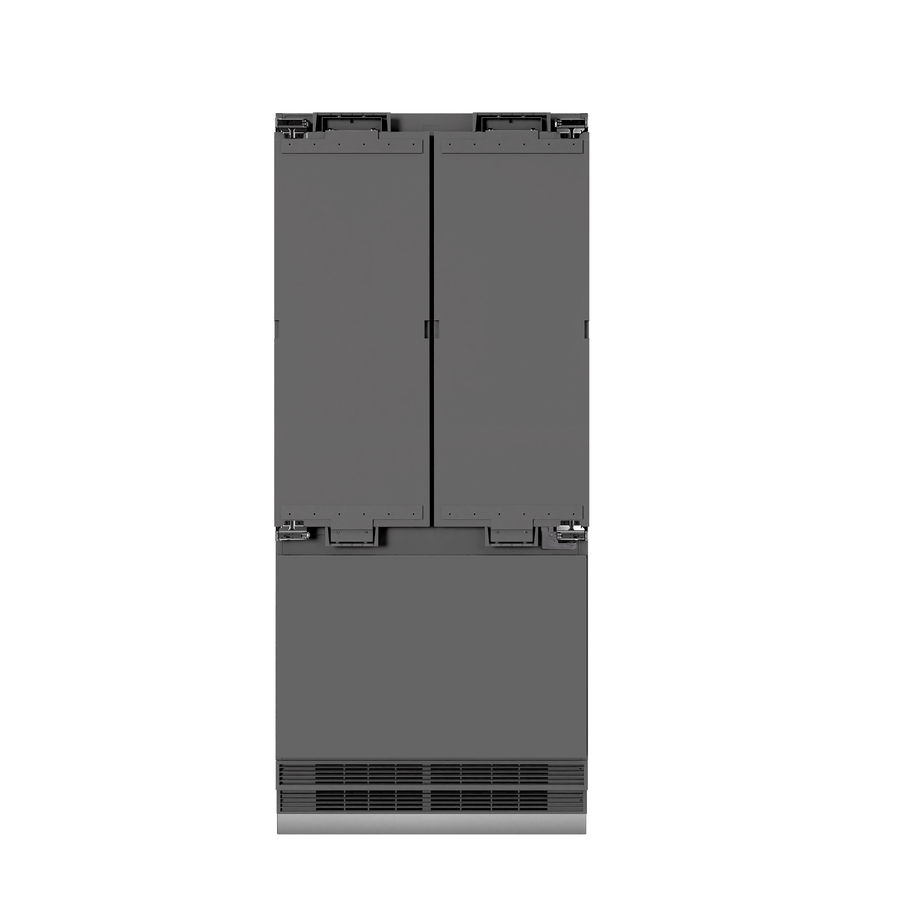 ZLINE 36 in. 19.6 cu. ft. Panel Ready French Door Built-In Bottom Freezer Refrigerator with Water Dispenser and Ice Maker with Graphite Gray Interior (GRBIV-36)