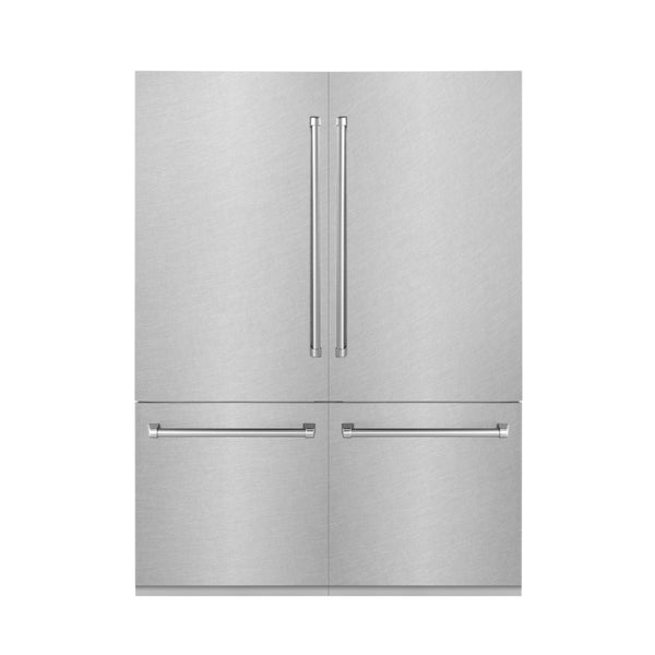 ZLINE 60" 32.2 cu. ft. Built-In 4-Door French Door Freezer Refrigerator with Internal Water and Ice Dispenser in Fingerprint Resistant Stainless Steel (RBIV-SN-60)