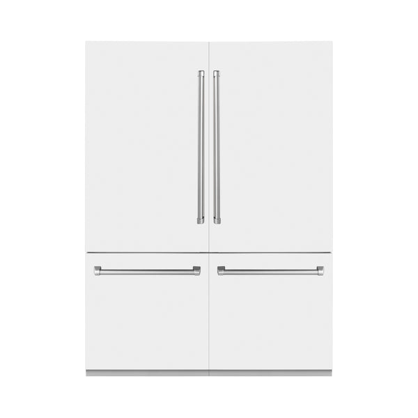 ZLINE 60 in. 32.2 cu. ft. Built-In 4-Door French Door Refrigerator with Internal Water and Ice Dispenser in White Matte (RBIV-WM-60)