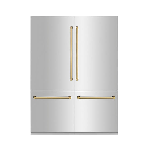 ZLINE 60 in. Autograph Edition 32.2 cu. ft. Built-in 4-Door French Door Refrigerator with Internal Water and Ice Dispenser in Stainless Steel with Accents (RBIVZ-304-60)