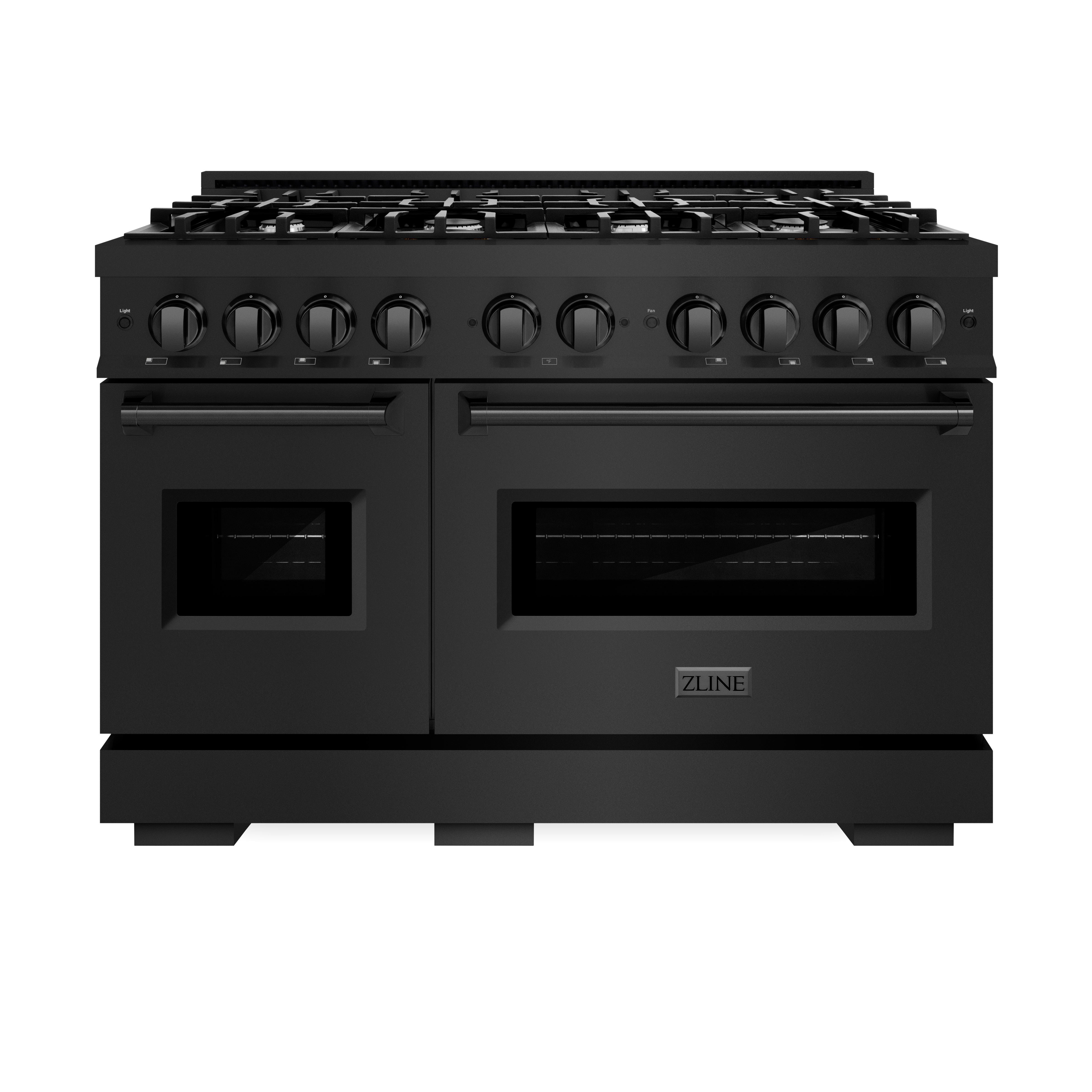 ZLINE 48 in. 6.7 cu. ft. Classic Double Oven Dual Fuel Range with 8 Burner Gas Cooktop in Black Stainless Steel (CDRB-48)