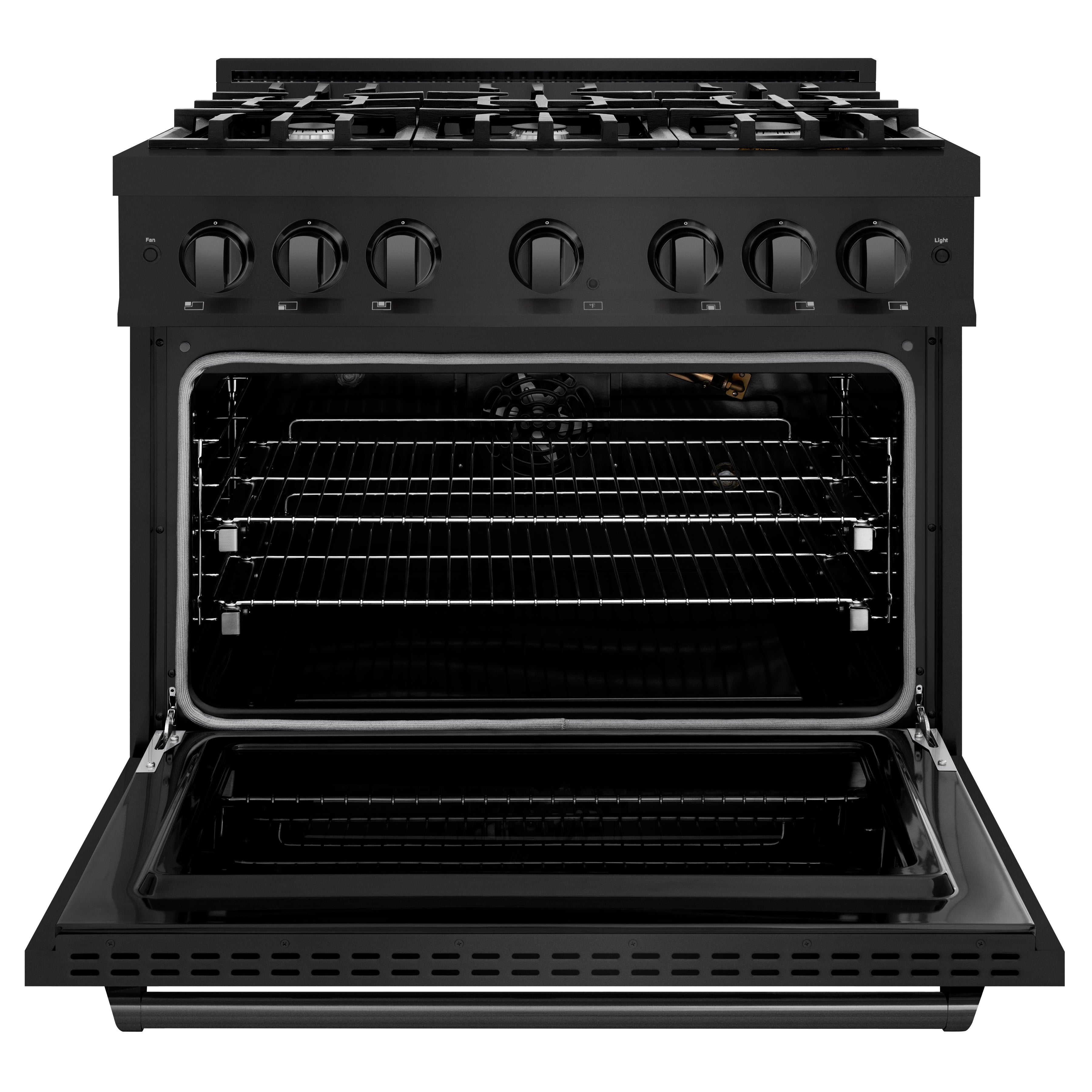 ZLINE 36 in. 5.2 cu. ft. Classic Gas Range with 6 Burner Cooktop and Convection Gas Oven in Black Stainless Steel (CGRB-36)