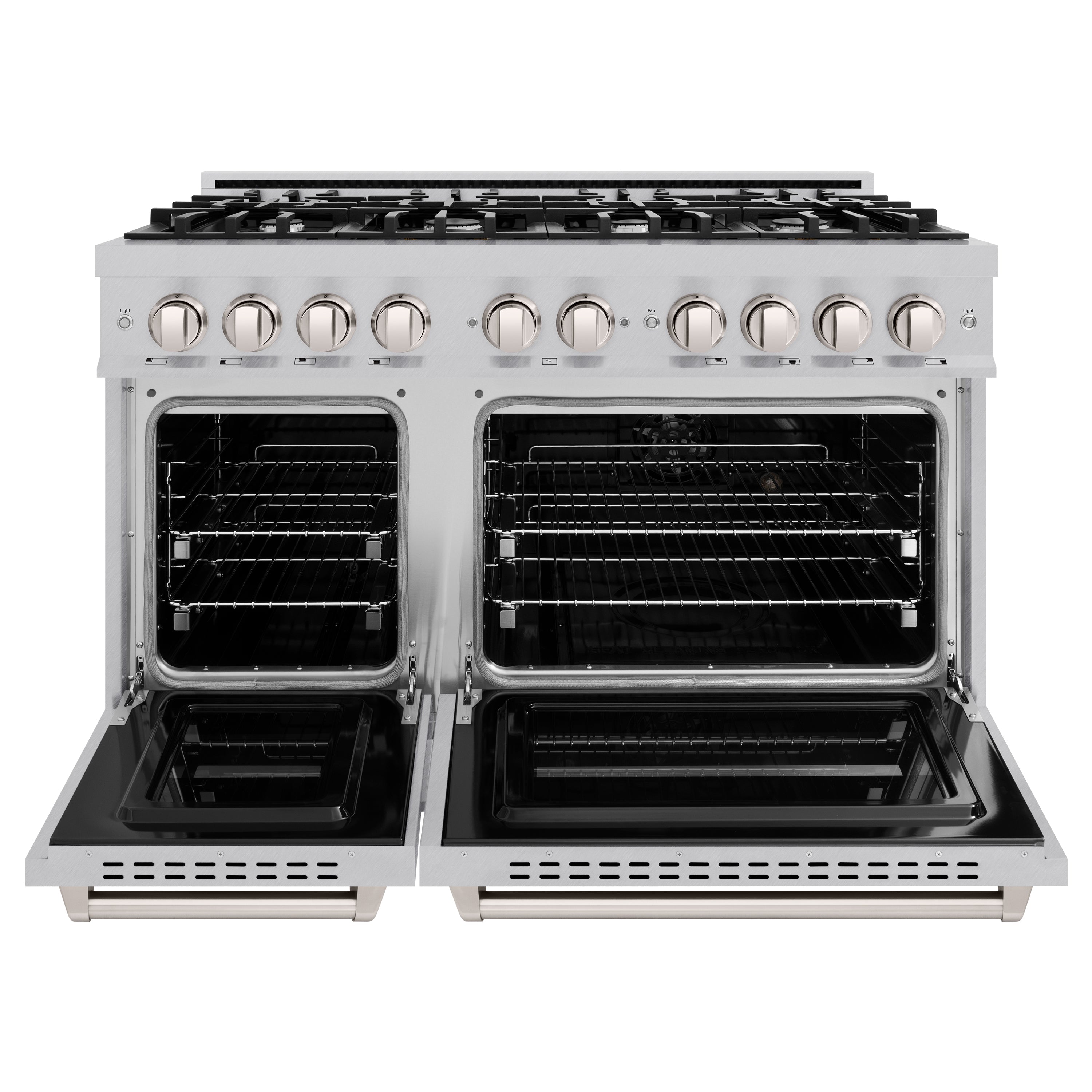 ZLINE 48 in. 6.7 cu. ft. Classic Double Oven Dual Fuel Range with 8 Burner Gas Cooktop in DuraSnow® Stainless Steel (CDRS-48)