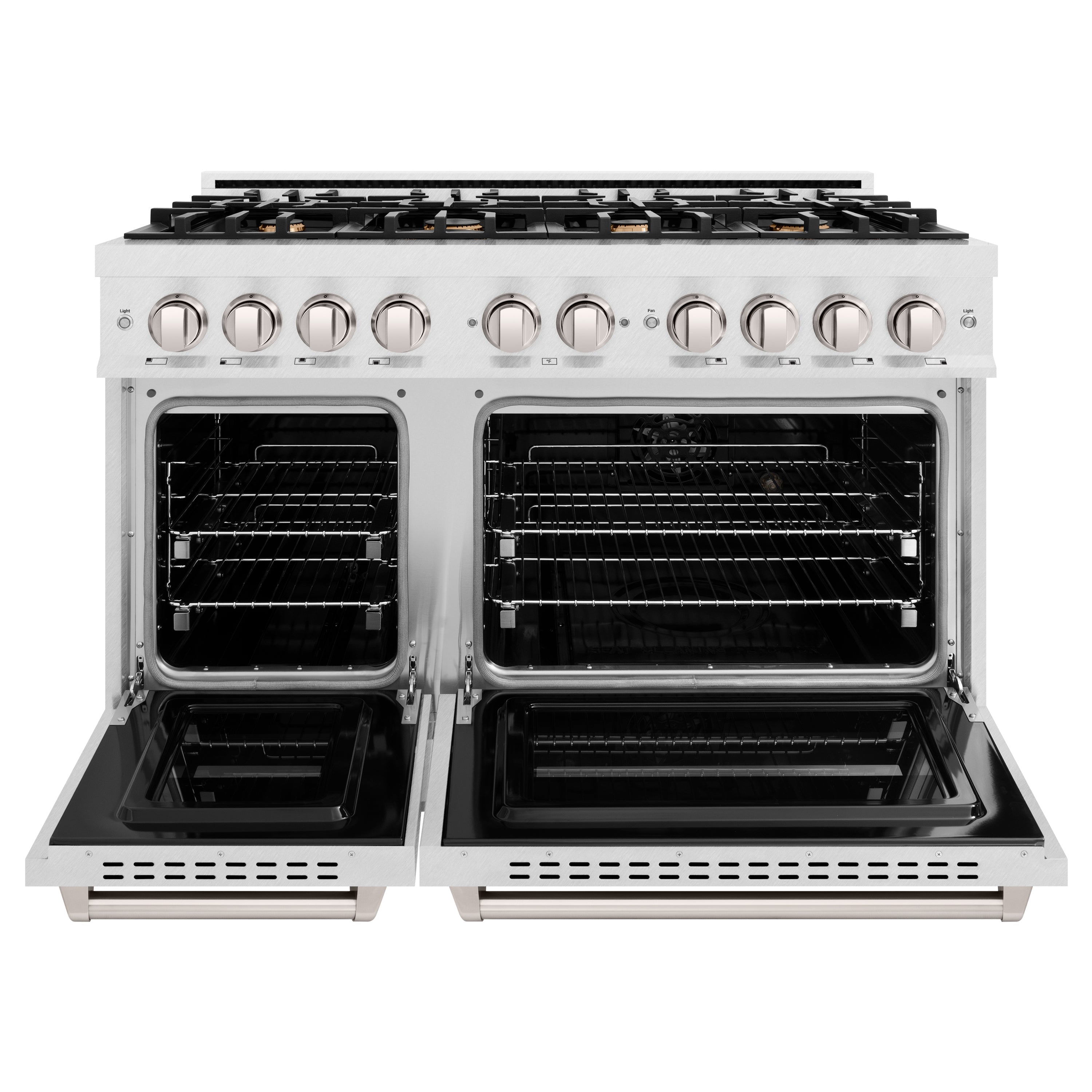 ZLINE 48 in. 6.7 cu. ft. Classic Double Oven Dual Fuel Range in DuraSnow® Stainless Steel with 8 Brass Burners (CDRS-BR-48)