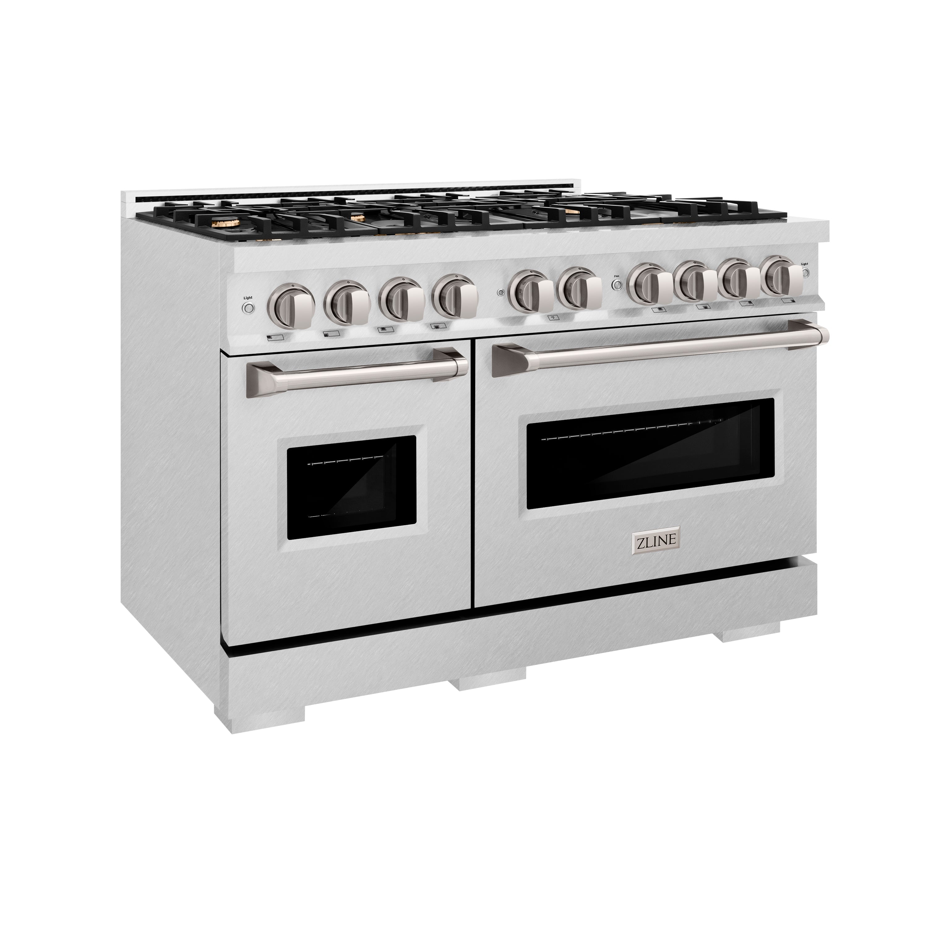 ZLINE 48 in. 6.7 cu. ft. Classic Double Oven Dual Fuel Range in DuraSnow® Stainless Steel with 8 Brass Burners (CDRS-BR-48)