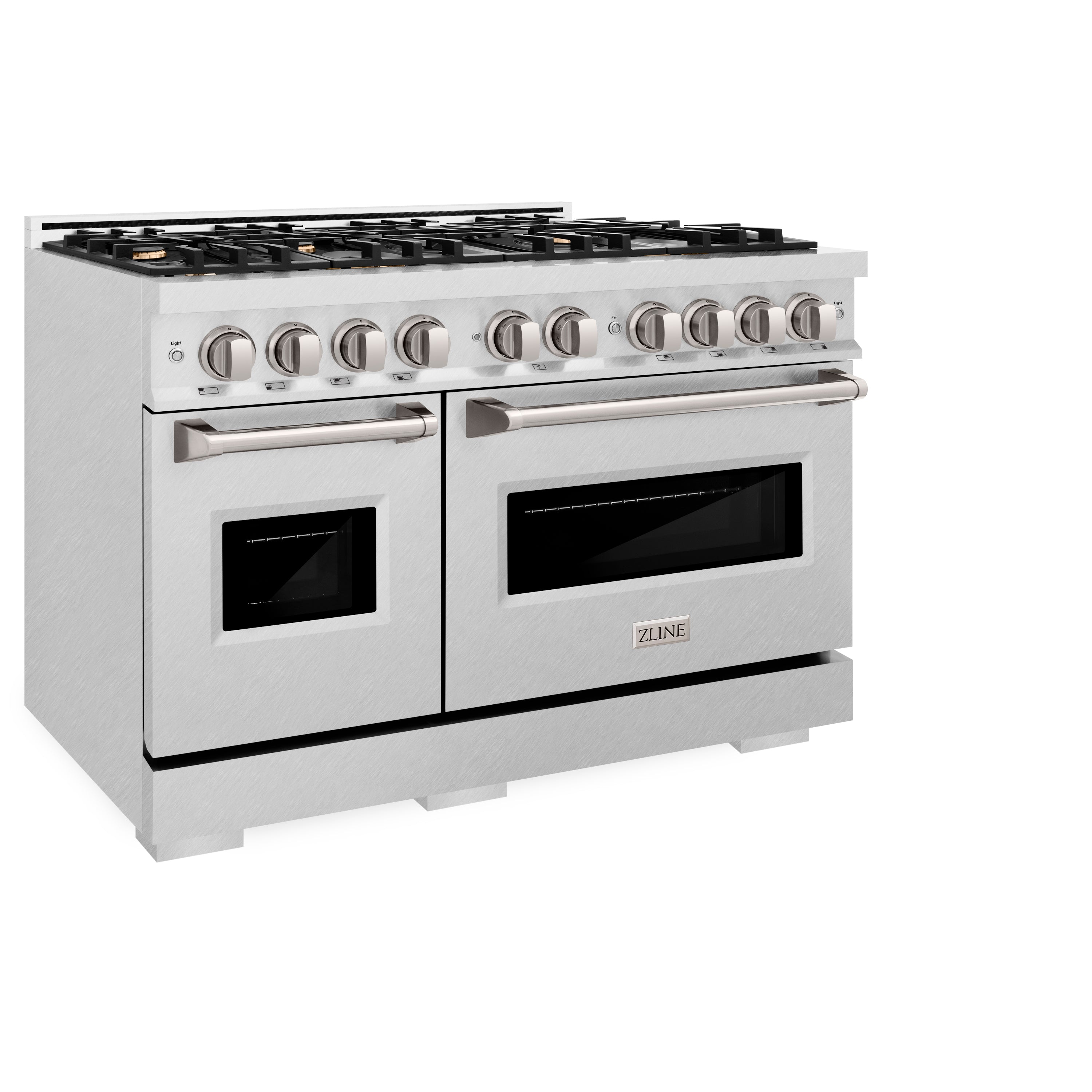 ZLINE 48 in. 6.7 cu. ft. Classic Double Oven Dual Fuel Range in DuraSnow® Stainless Steel with 8 Brass Burners (CDRS-BR-48)