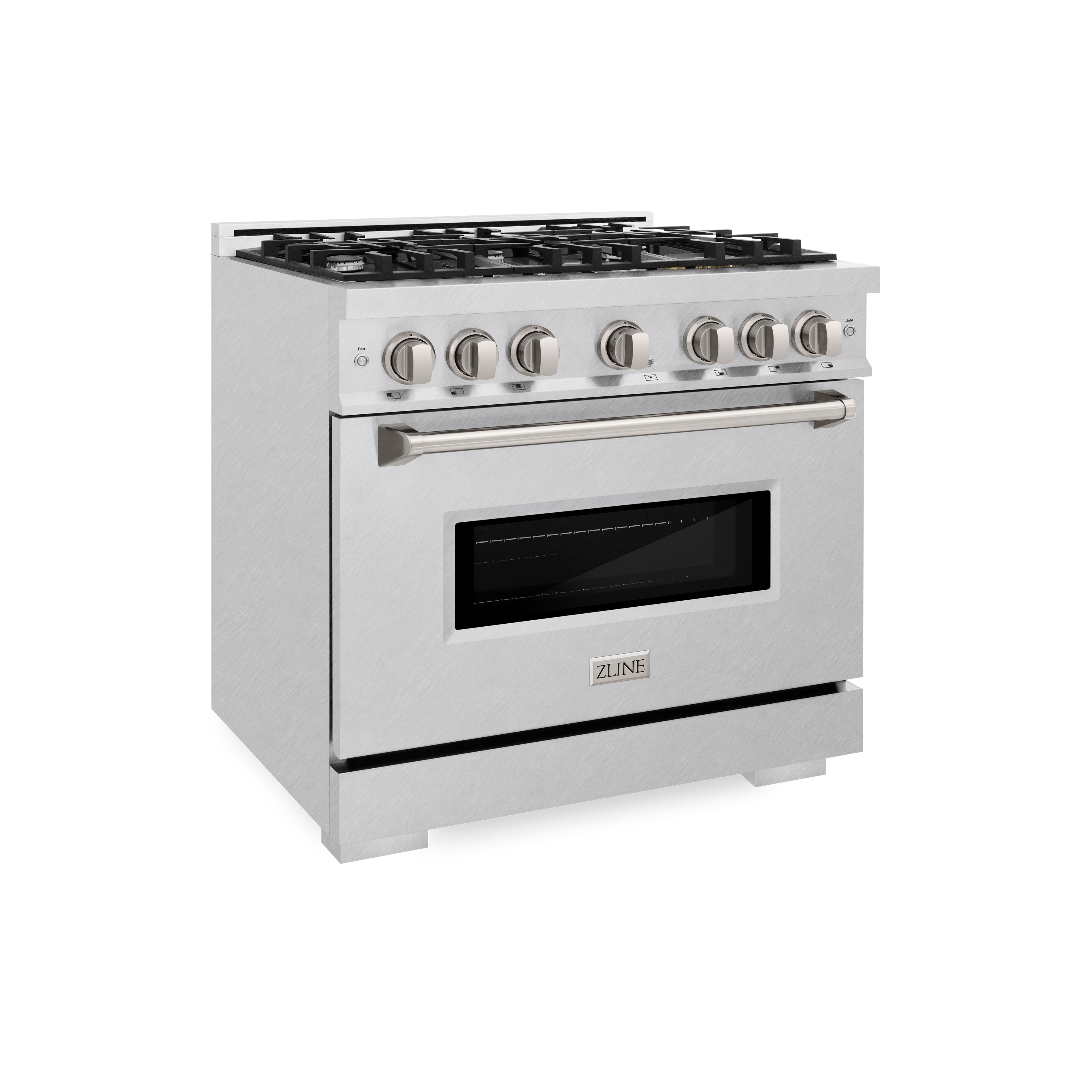 ZLINE 36 in. 5.2 cu. ft. Classic Gas Range with 6 Burner Cooktop and Convection Gas Oven in DuraSnow® Stainless Steel (CGRS-36)