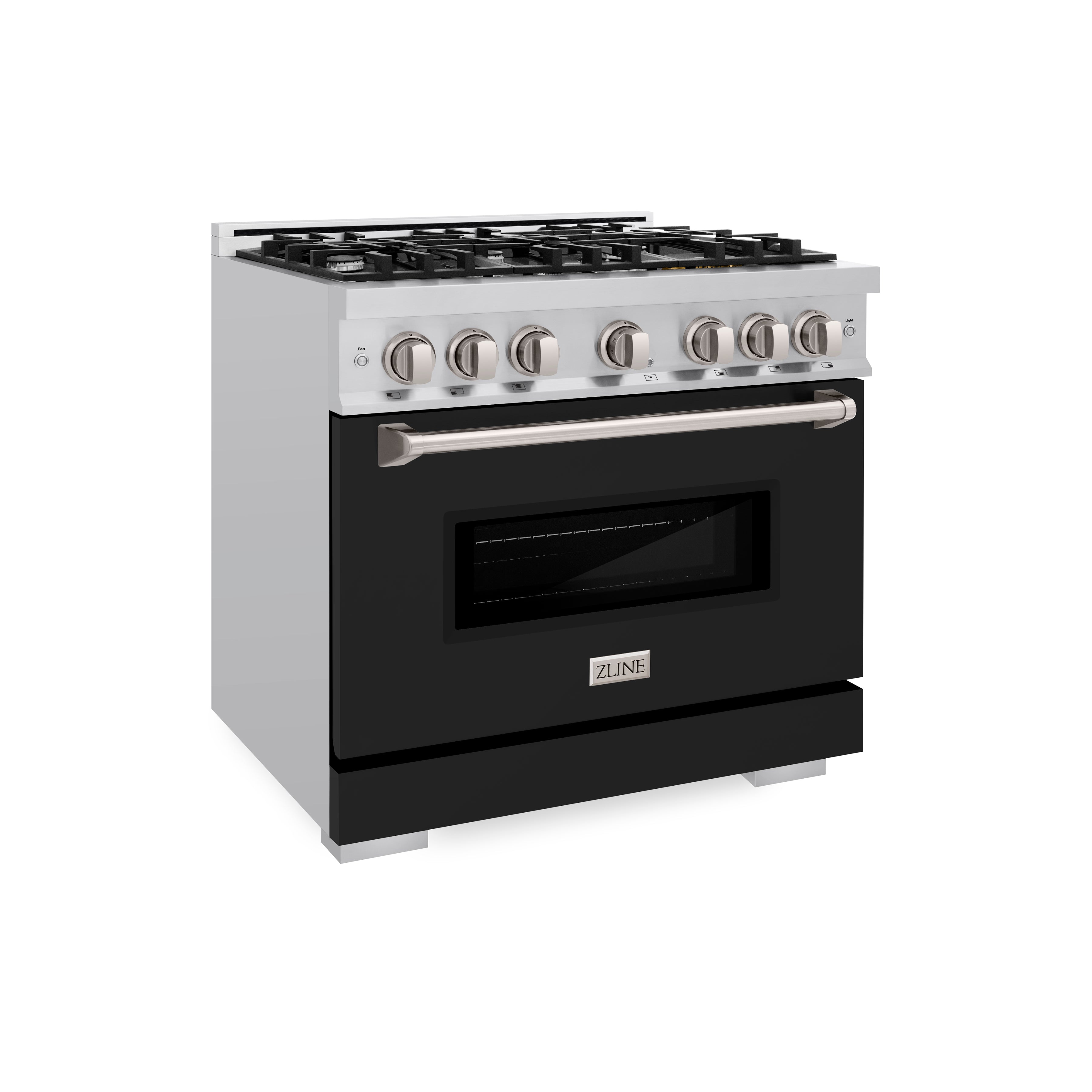 ZLINE 36 in. 5.2 cu. ft. Classic Dual Fuel Range with 6 Burner Gas Cooktop and Electric Convection Oven in DuraSnow® Stainless Steel (CDRS-36)