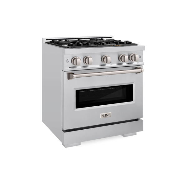 ZLINE 30 in. 4.2 cu. ft. Classic Dual Fuel Range with 4 Burner Gas Cooktop and Electric Convection Oven in Stainless Steel (CDR30)