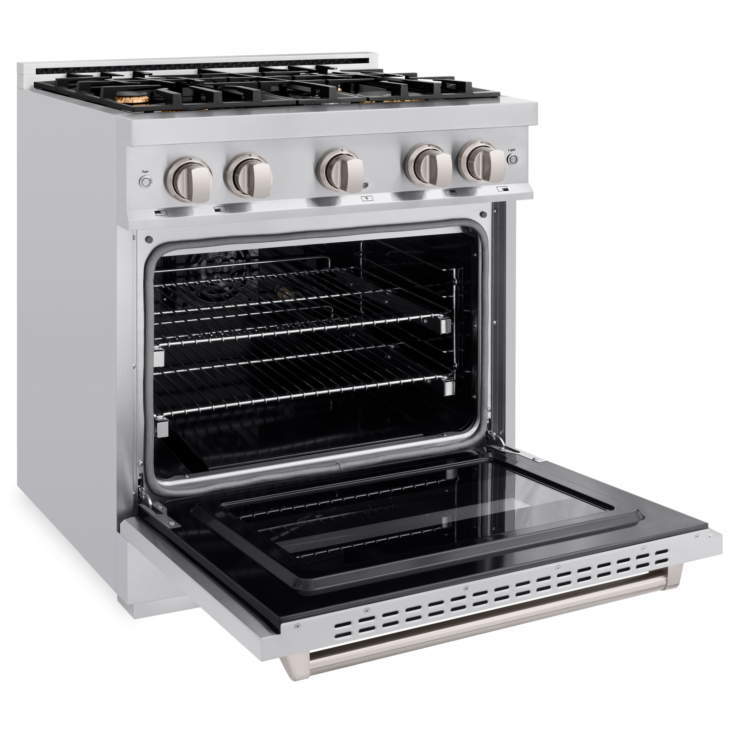 ZLINE 30 in. 4.2 cu. ft. Classic Gas Range with Convection Gas Oven in Stainless Steel with 4 Brass Burners (CGR-BR-30)