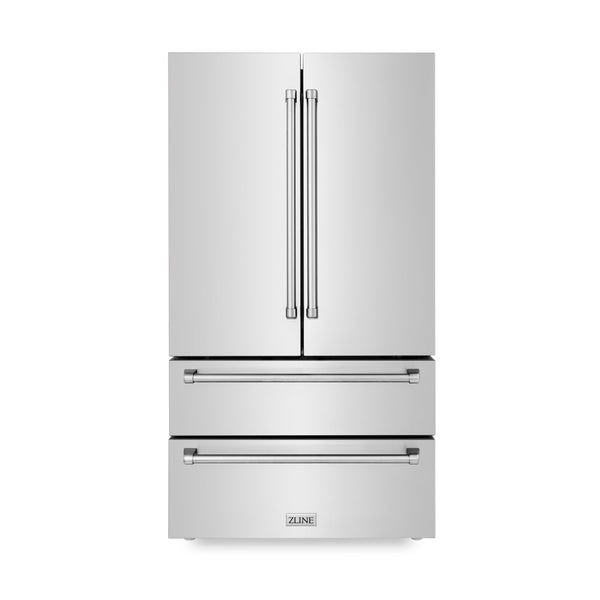 36" ZLINE Appliances Package - 36" Stainless Steel Dual Fuel Range, 36" Range Hood, 24" Tall Tub Dishwasher and Refrigerator - (4KPR-RARH36-DWV)