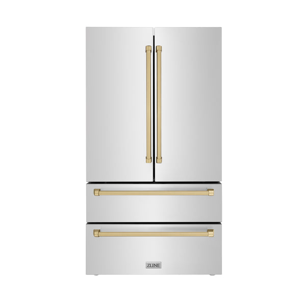 30" ZLINE Appliances Package - Autograph Edition Stainless Steel Dual Fuel Range, Range Hood, Dishwasher & Refrigerator (4KAPR-RARHDWM30-CB)