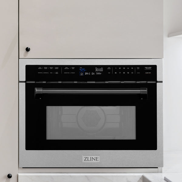 ZLINE 24 In. Autograph Microwave Oven in DuraSnow Stainless with Matte Black Accents (MWOZ-24-SS-MB)