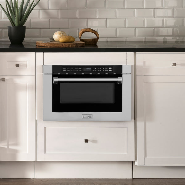 ZLINE 24" 1.2 cu. ft. Built-in Microwave Drawer with a Traditional Handle in Stainless Steel (MWD-1-H)