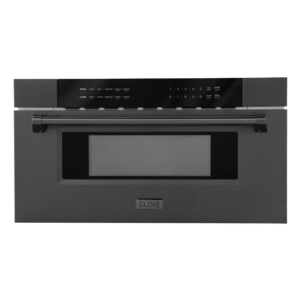 ZLINE 30" Microwave Drawer in Black Stainless Steel with Traditional Handle (MWD-30-BS)