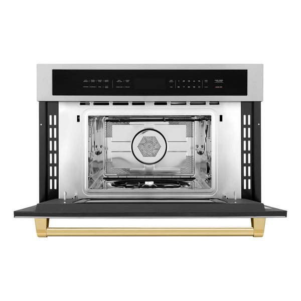 ZLINE Autograph Edition 30” 1.6 cu ft. Built-in Convection Microwave Oven in Stainless Steel and Gold Accents (MWOZ-30-G)