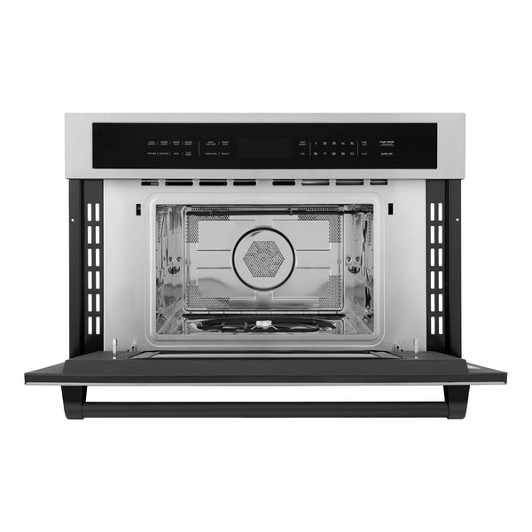 ZLINE Autograph Edition 30” 1.6 cu ft. Built-in Convection Microwave Oven in Stainless Steel and Matte Black Accents (MWOZ-30-MB)