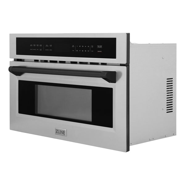 ZLINE Autograph Edition 30” 1.6 cu ft. Built-in Convection Microwave Oven in Stainless Steel and Matte Black Accents (MWOZ-30-MB)