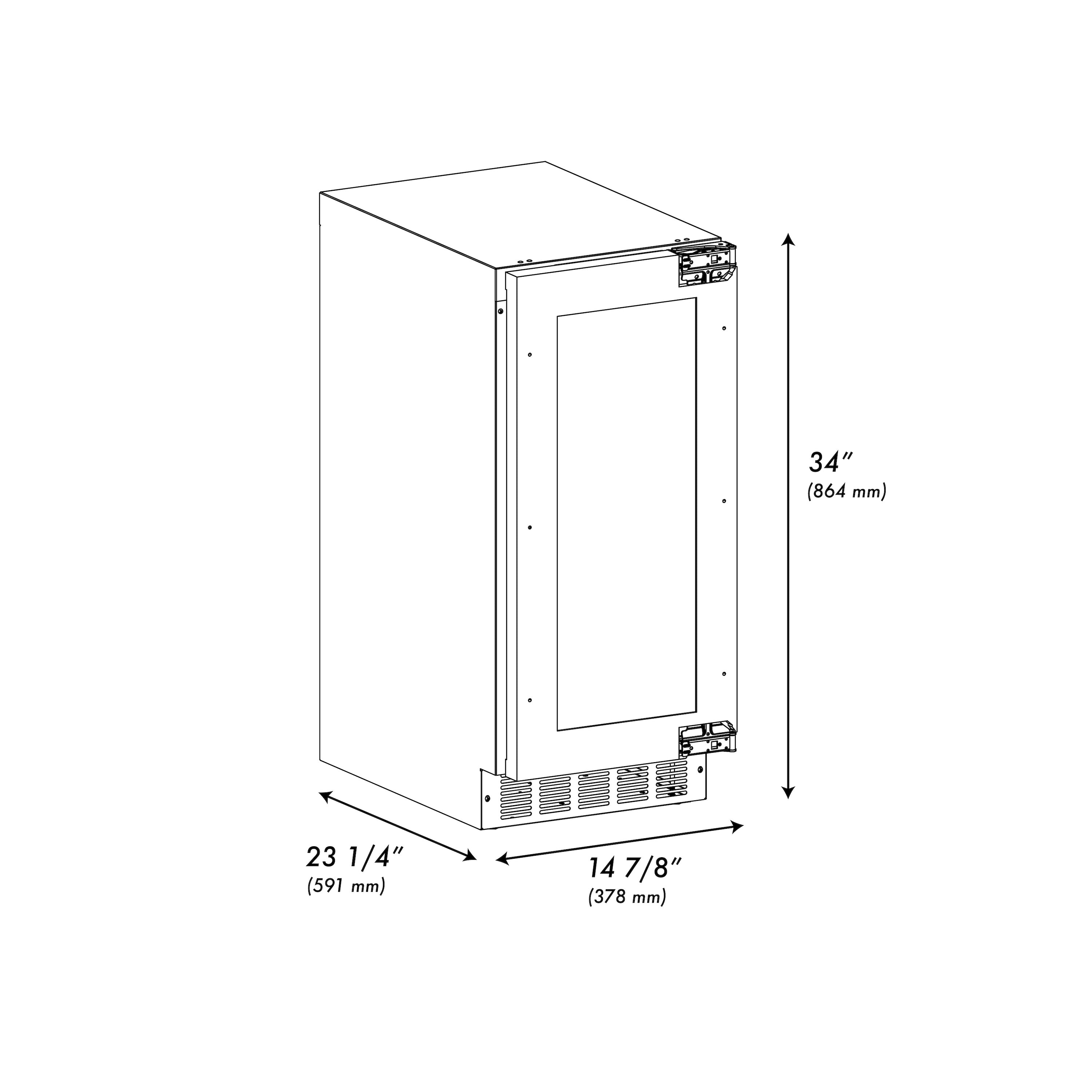 ZLINE Autograph Edition 15 in. Touchstone Clear Cube Ice Maker with Drain Pump and Panel Ready Door with Champagne Bronze Handle (ICCDPZ-15-CB)