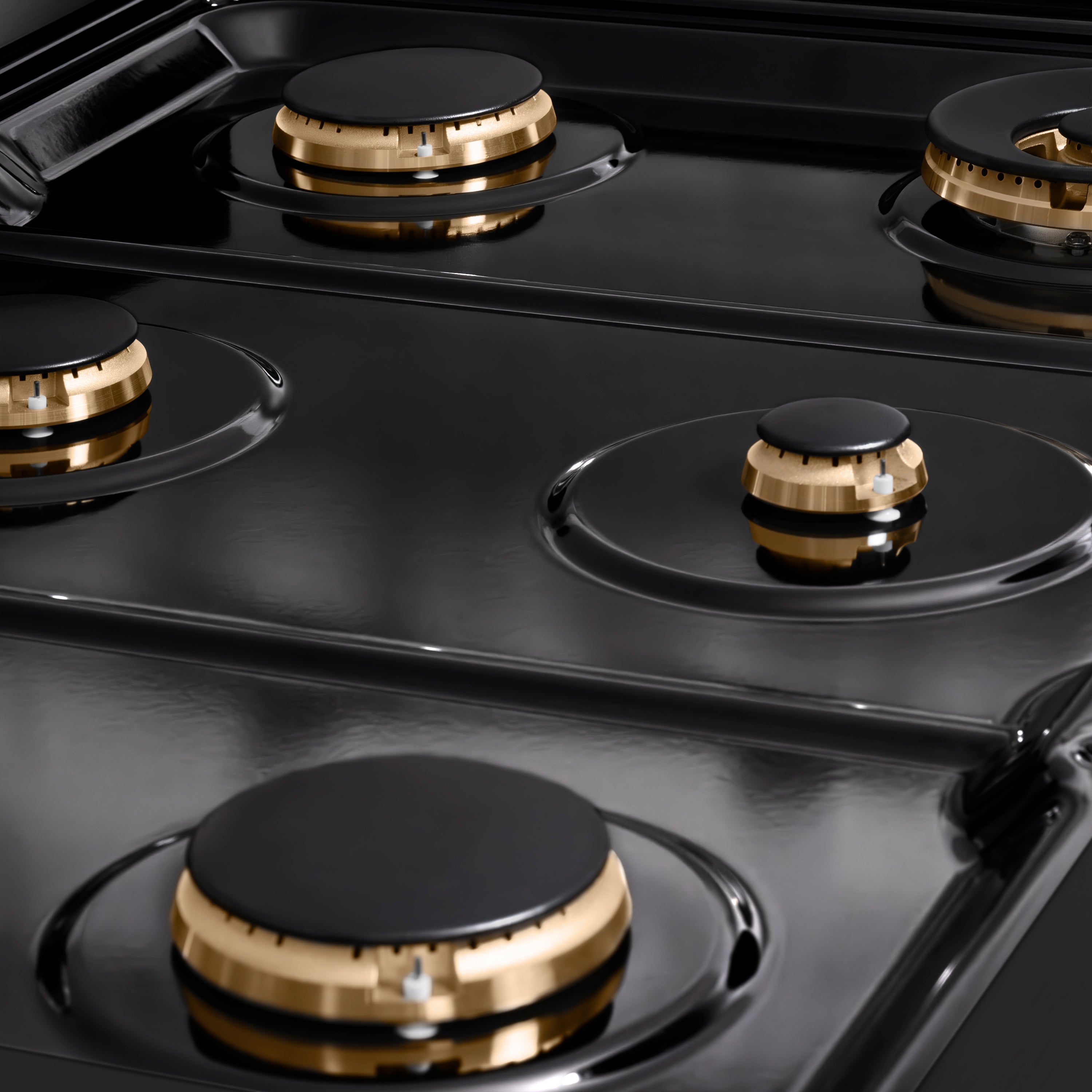 ZLINE 36 in. Autograph Edition Paramount Gas Rangetop with 6 Burners and Porcelain Cooktop in Black Stainless Steel with Polished Gold Accents (SRTBZ-36-G)