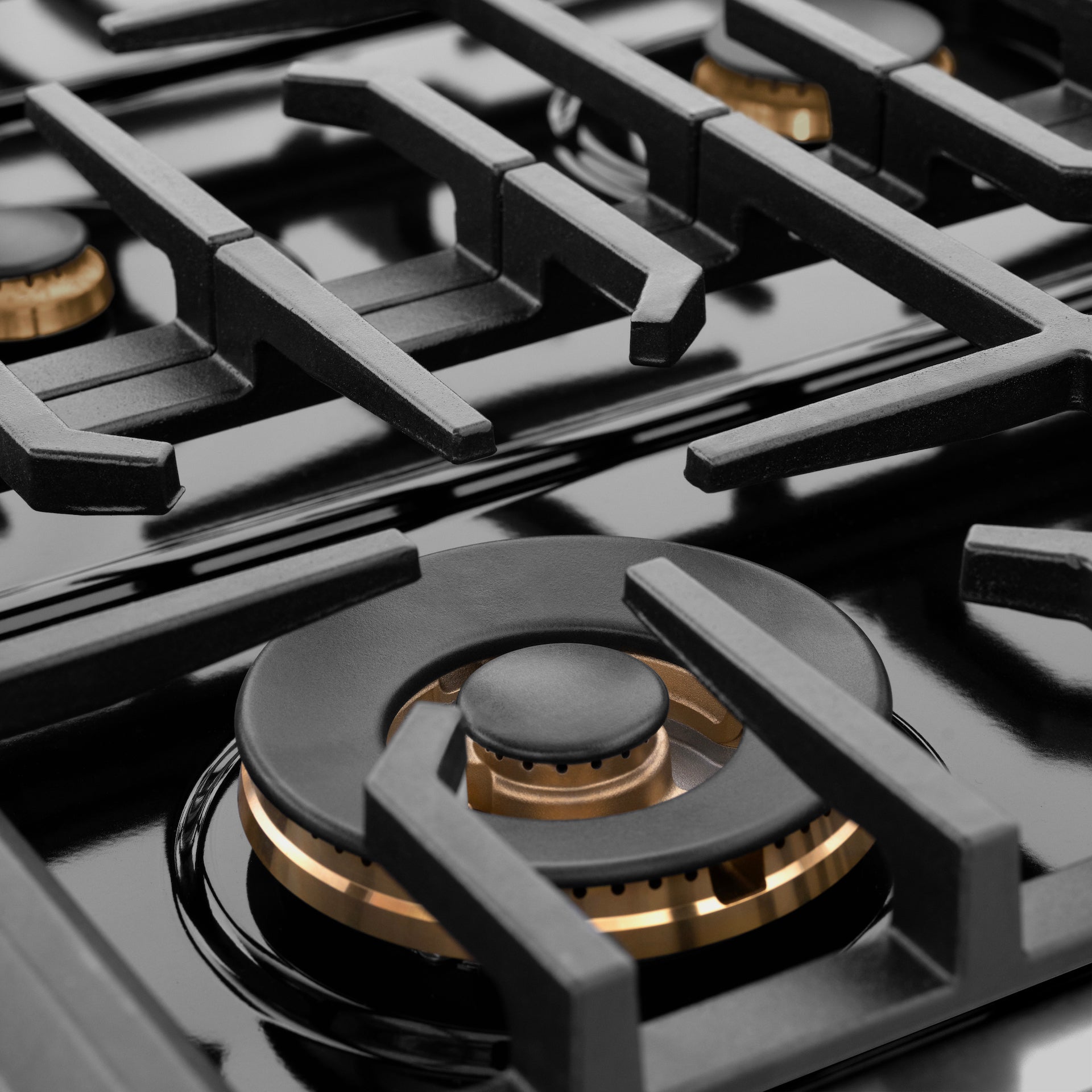 ZLINE 48 in. Paramount Gas Rangetop with 8 Brass Burners and Porcelain Cooktop in Black Stainless Steel (SRTB-BR-48)