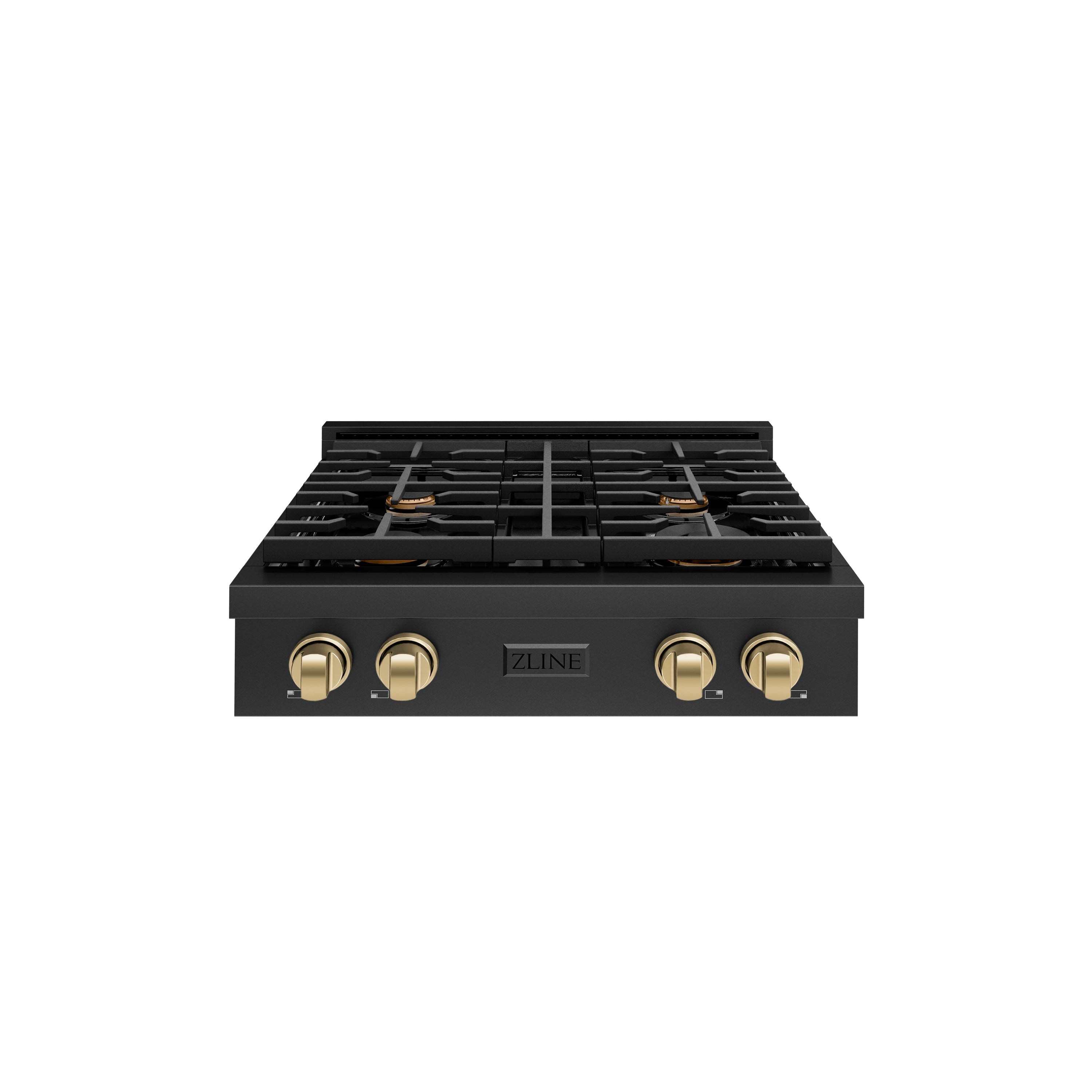 ZLINE 30 in. Autograph Edition Paramount Gas Rangetop with 4 Burners and Porcelain Cooktop in Black Stainless Steel with Champagne Bronze Accents (SRTBZ-30-CB)